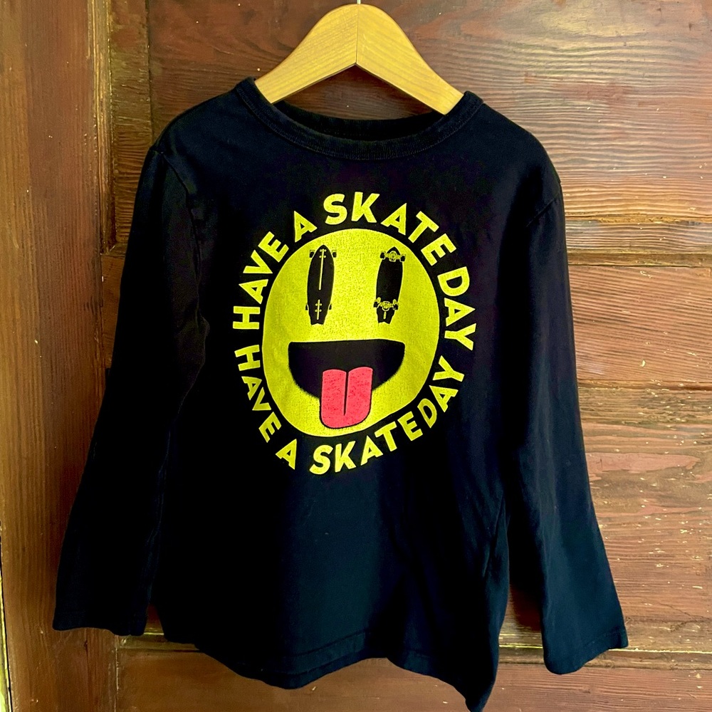 $4 💥Skater Like New Happy Emoji 'Have a Skate Day' Graphic Tee, Long Sleeve